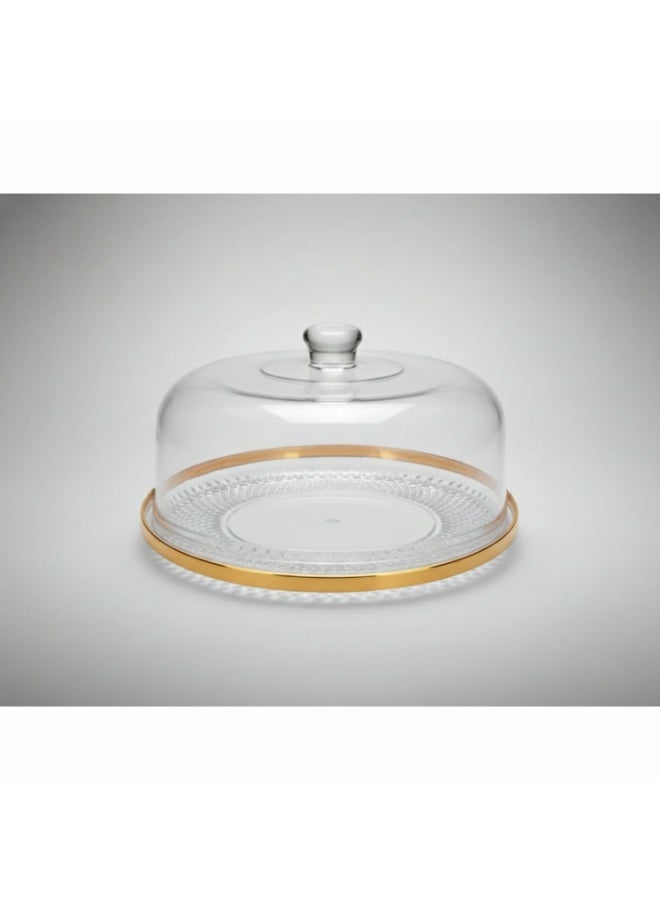 Luxury Crystal Plastic Cake Holder, Dish or Container with a Transparent Lid 28X28X13 cm - Image 1